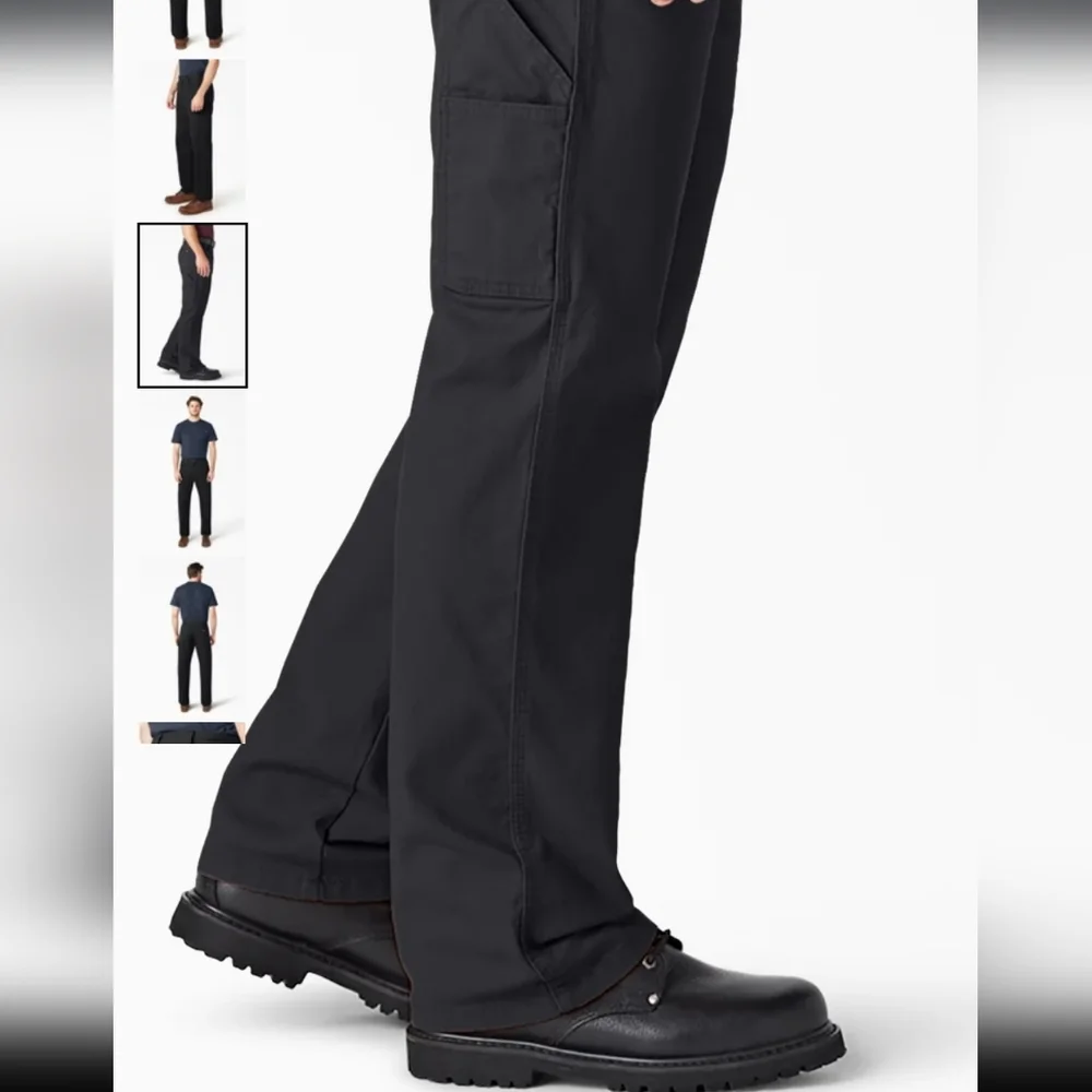 Dickie's Relaxed Fit Heavyweight Duck Carpenter Pants Rinsed Black 34x32 NWT - Picture 7 of 10